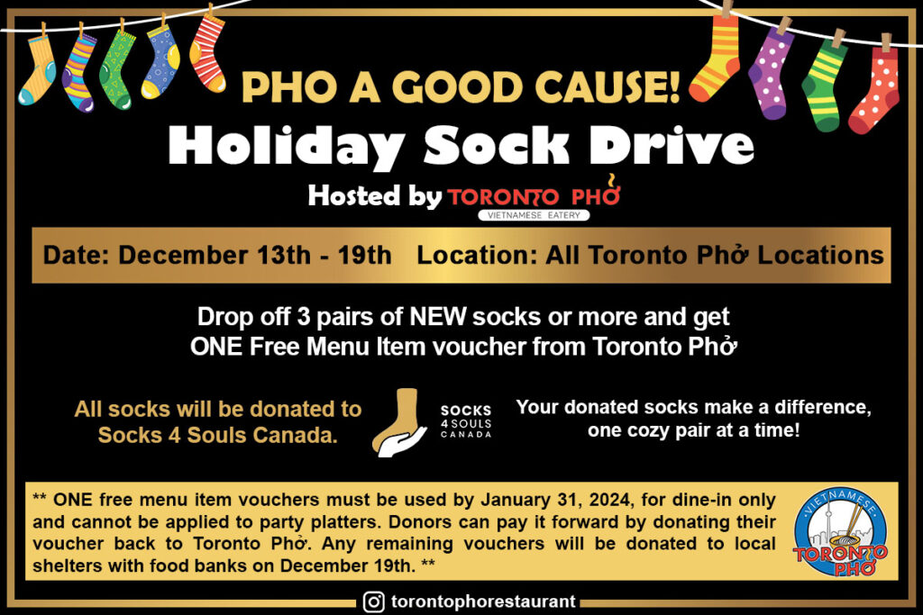 PHO Good Cause: TorontoPho.com Joins Forces with Socks 4 Souls Canada to Warm Hearts and Feet